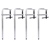Pack of 4 Bar Clamps Set Drop Forged Steel F Clamps 12 inch x 3 inch Throat - Silver - Fab Heavy Parts