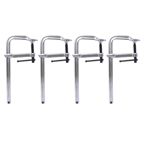 Pack of 4 Bar Clamps Set Drop Forged Steel F Clamps 12 inch x 4 - 3/4 inch Throat - Silver - Fab Heavy Parts