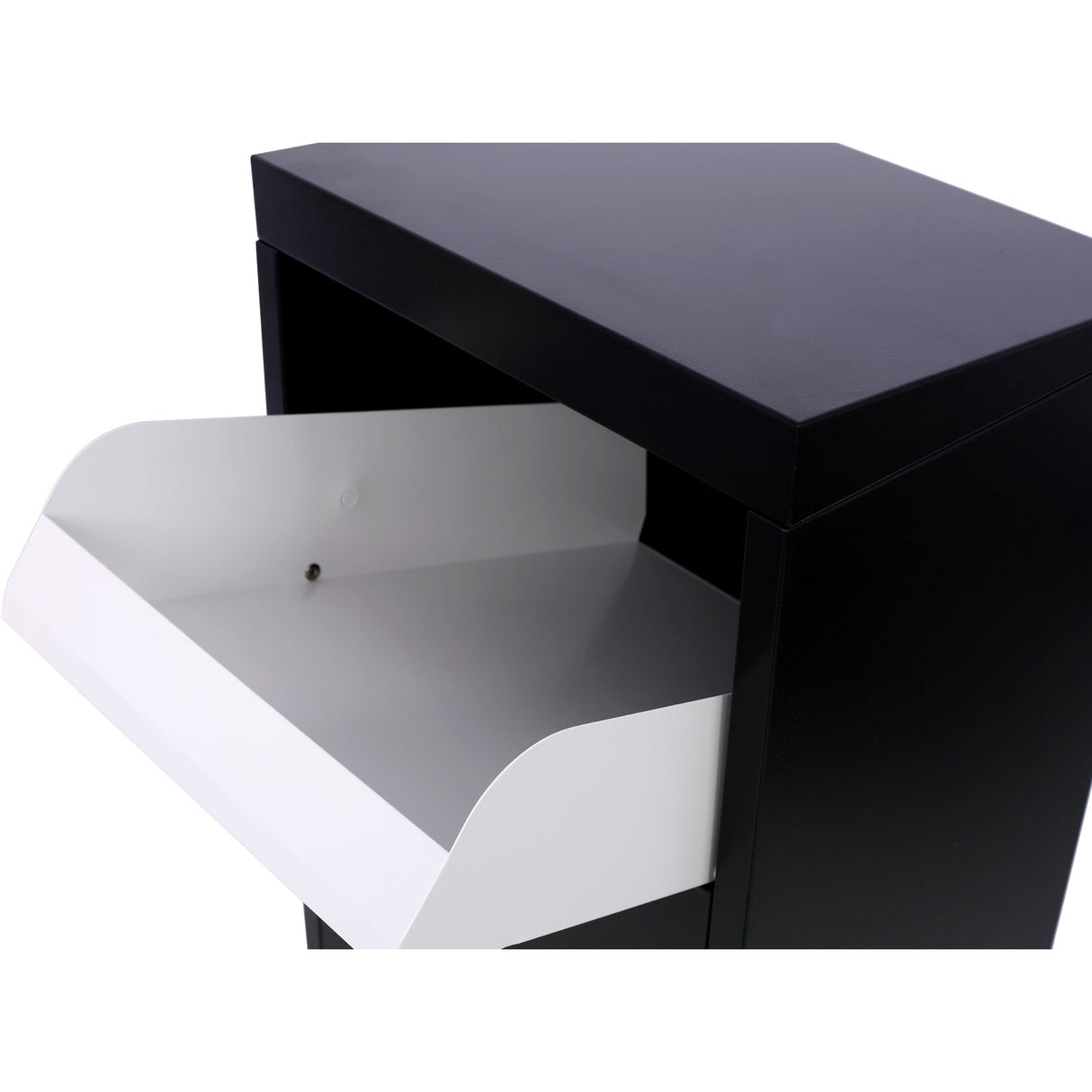 Package Delivery Box 14'' x 11.3'' x 42'' Galvanized Steel Parcel Mailbox w/ Code Lock & Mounting Hardware - Black and White - Fab Heavy Parts
