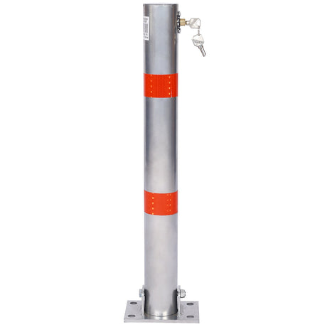 Parking Bollard Pole Barrier with Lock Car Parking Protection Post Home Garage Street Decor Parking Barrier Round Gray - Fab Heavy Parts