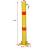 Parking Bollard Pole Barrier with Lock Car Protection Posts Round - Yellow - Fab Heavy Parts