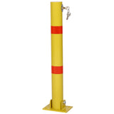 Parking Bollard Pole Barrier with Lock Car Protection Posts Round - Yellow - Fab Heavy Parts