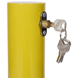 Parking Bollard Pole Barrier with Lock Car Protection Posts Round - Yellow - Fab Heavy Parts