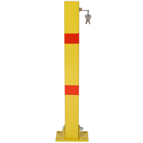 Parking Bollard Pole Barrier with Lock Square - Yellow - Fab Heavy Parts