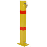 Parking Bollard Pole Barrier with Lock Square - Yellow - Fab Heavy Parts