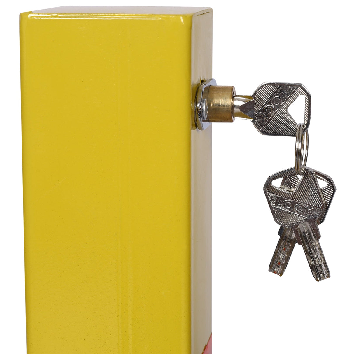 Parking Bollard Pole Barrier with Lock Square - Yellow - Fab Heavy Parts