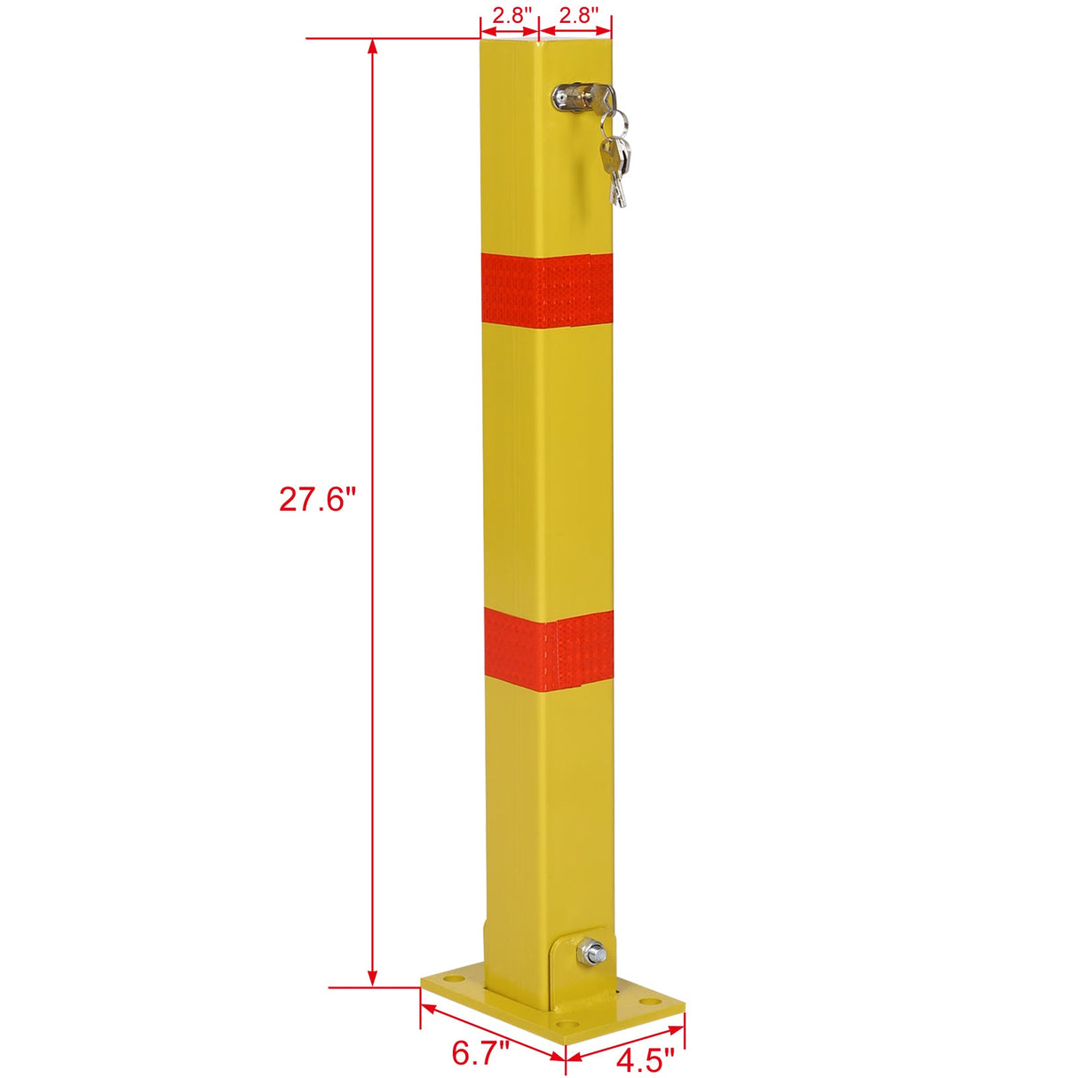 Parking Bollard Pole Barrier with Lock Square - Yellow - Fab Heavy Parts