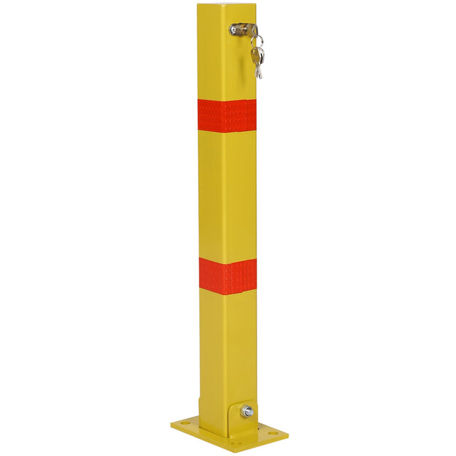 Parking Bollard Pole Barrier with Lock Square - Yellow - Fab Heavy Parts