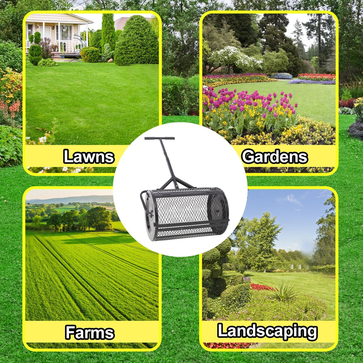 Peat Moss Compost Spreader 24inch Metal Mesh T - shaped Handle Heavy Duty - Fab Heavy Parts