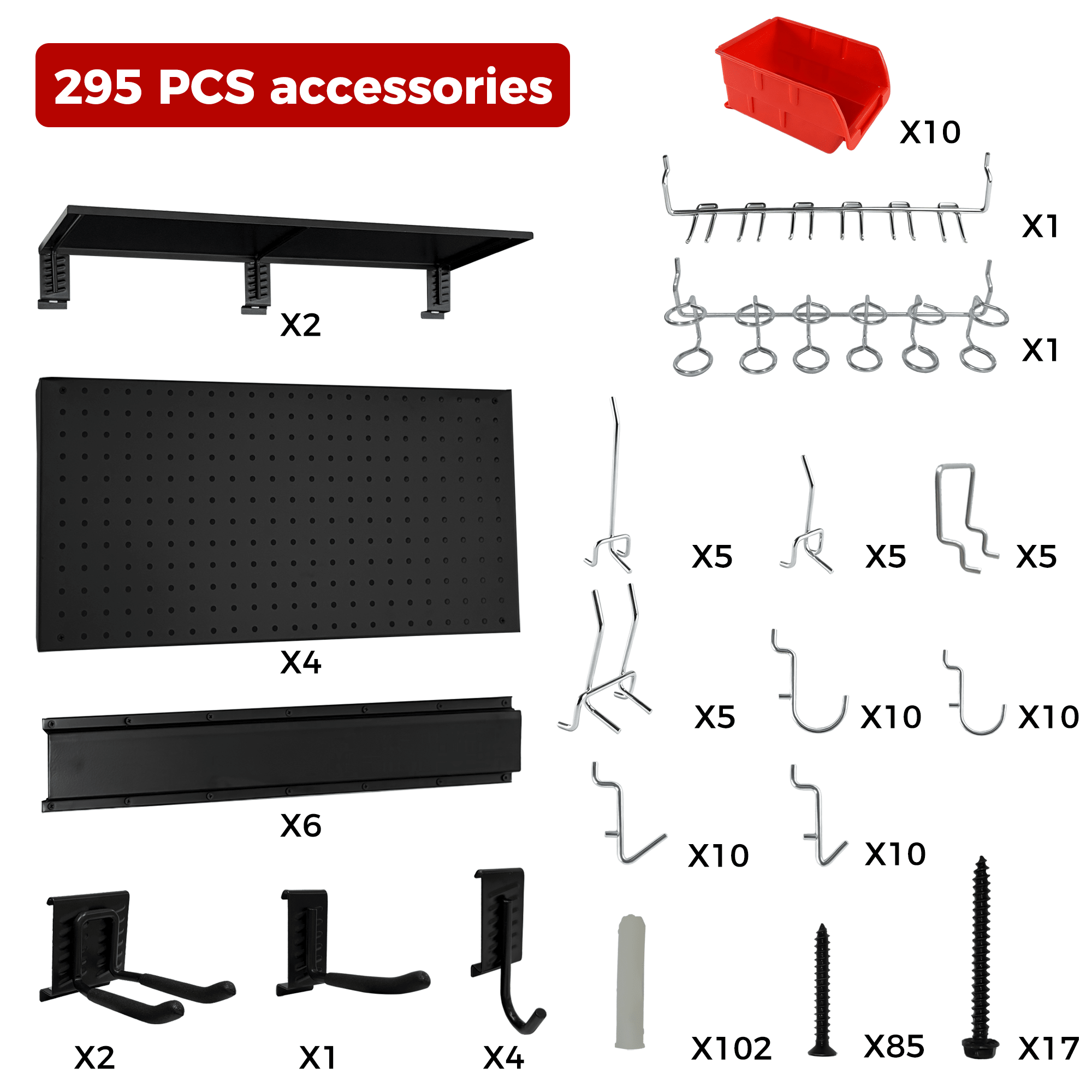 Pegboard Wall Organizer 48 x 36 inch Garage Storage Pegboard with Hooks & Storage Bins - Fab Heavy Parts