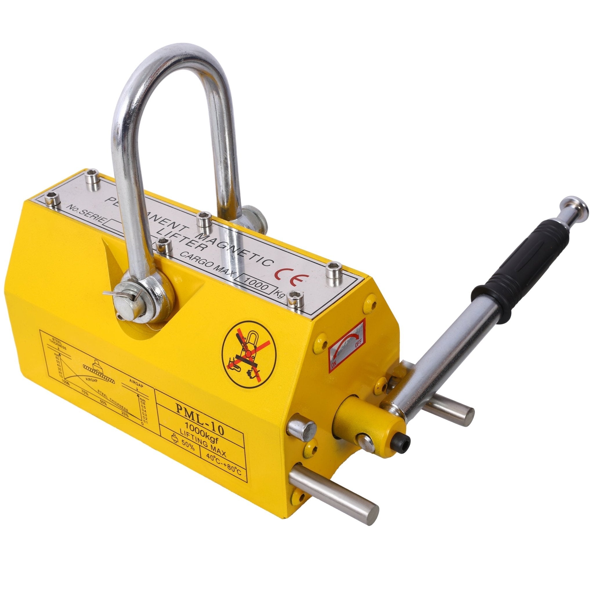 Permanent Magnetic Lifting with Release 2200lbs/1000kg Heavy Duty Magnet 2.5 Safety Factor Neodymium & Steel - Fab Heavy Parts