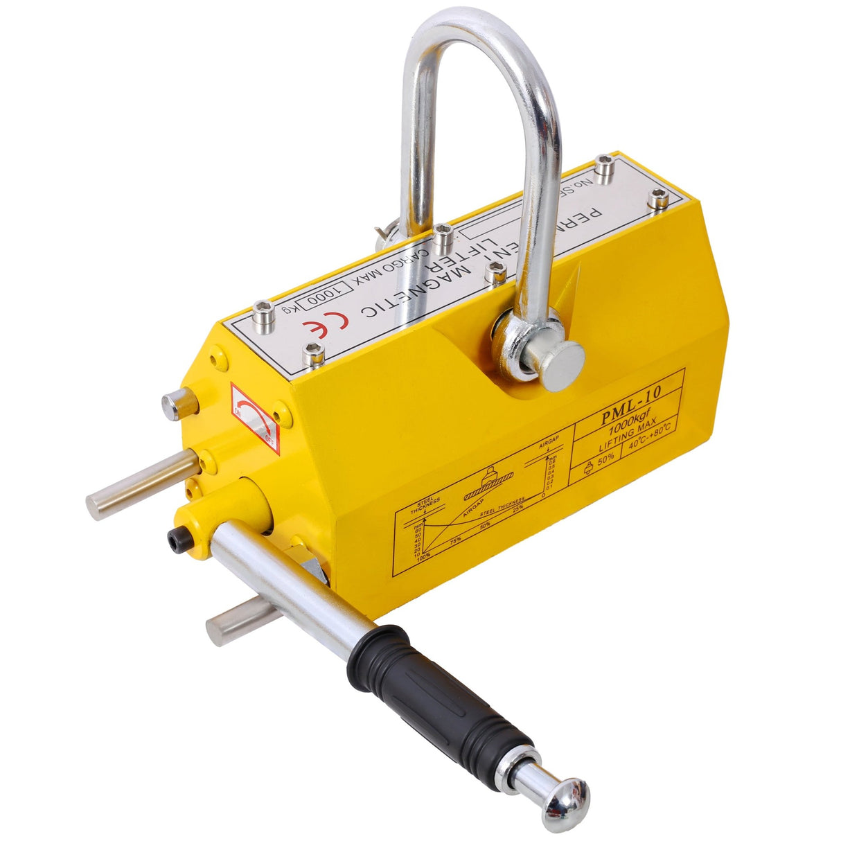 Permanent Magnetic Lifting with Release 2200lbs/1000kg Heavy Duty Magnet 2.5 Safety Factor Neodymium & Steel - Fab Heavy Parts