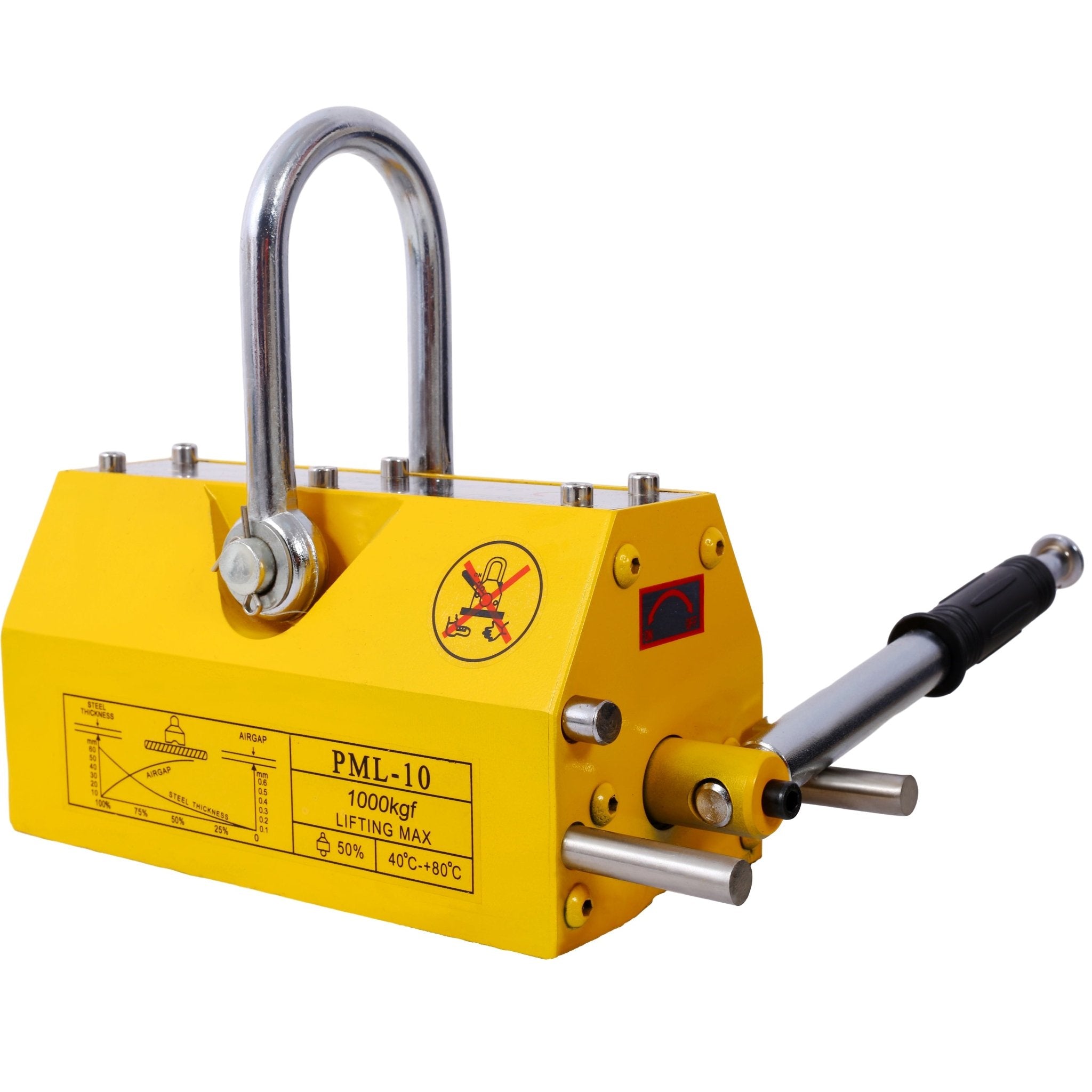 Permanent Magnetic Lifting with Release 2200lbs/1000kg Heavy Duty Magnet 2.5 Safety Factor Neodymium & Steel - Fab Heavy Parts