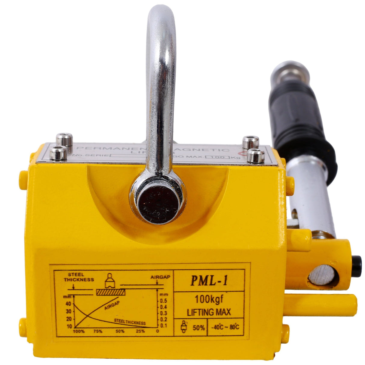 Permanent Magnetic Lifting with Release 220lbs/100kg Heavy Duty Magnet 2.5 Safety Factor Neodymium & Steel - Fab Heavy Parts