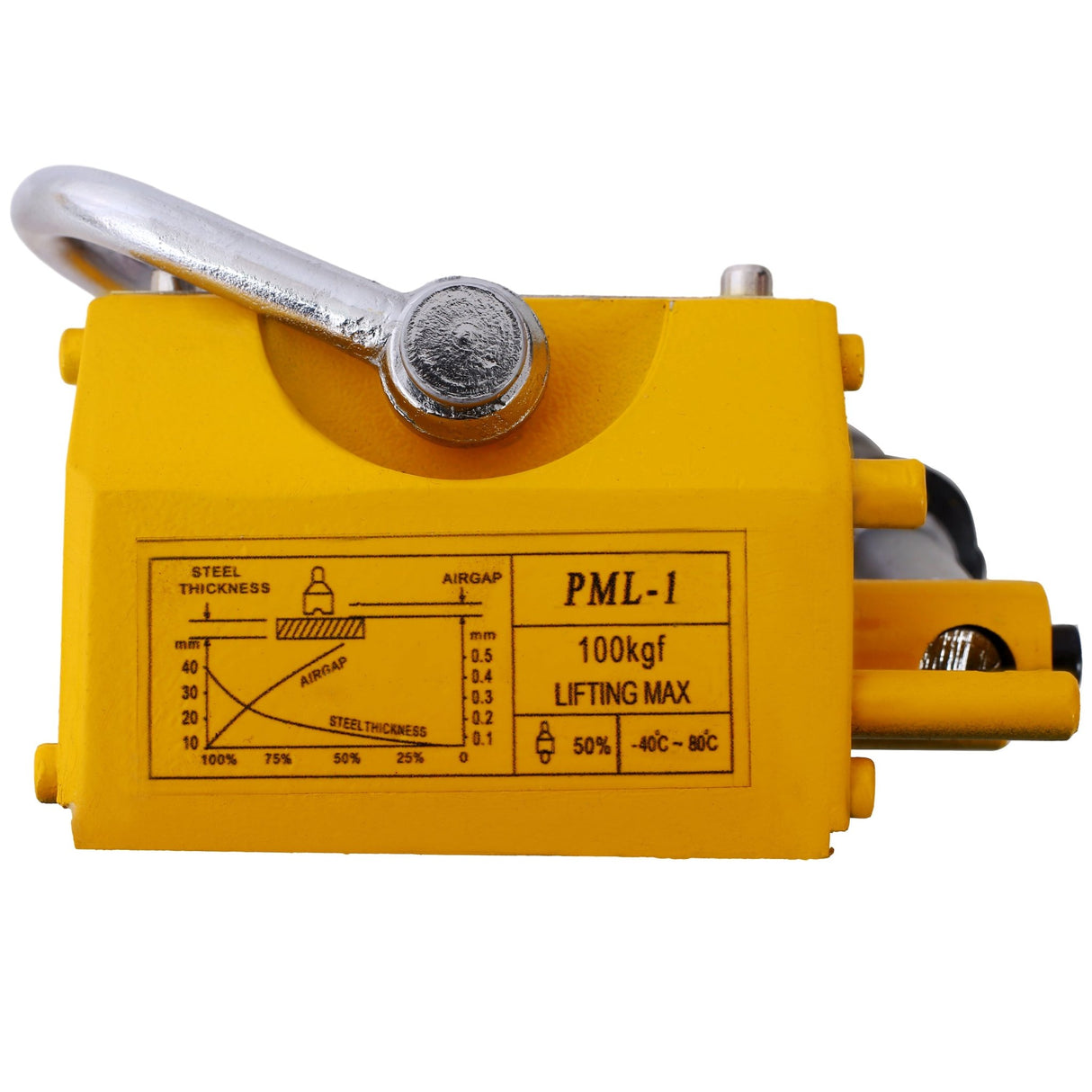 Permanent Magnetic Lifting with Release 220lbs/100kg Heavy Duty Magnet 2.5 Safety Factor Neodymium & Steel - Fab Heavy Parts