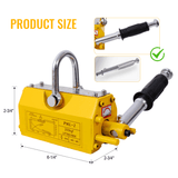 Permanent Magnetic Lifting with Release 440lbs/200kg Heavy Duty Magnet 2.5 Safety Factor Neodymium & Steel - Fab Heavy Parts