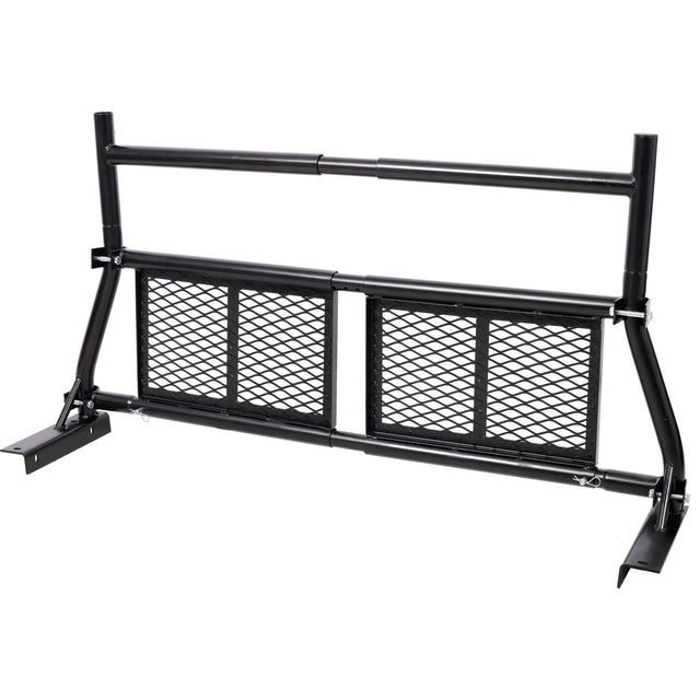 Pickup Truck Headache Rack Adjustable Steel Truck Back Rack Mesh Window Protector Head Frame Bed - Black - Fab Heavy Parts