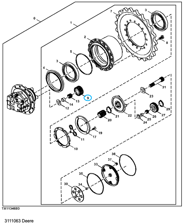 Planetary Gear 3111063 Fits Hitachi ZX70-3 ZX80-3 Fits John Deere 75D 75G 85D 85G - Fab Heavy Parts