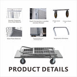 Platform Truck with Cage 6 - in - 1 Platform Hand Truck with 6" Casters Removable Side Swivel Wheel 1800lbs Capacity - Fab Heavy Parts