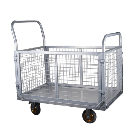 Platform Truck with Cage 6 - in - 1 Platform Hand Truck with 6" Casters Removable Side Swivel Wheel 1800lbs Capacity - Fab Heavy Parts