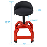 Pneumatic 360 Degree Swivel Stool Creeper Seat Heavy Duty 300 lbs Capacity - Red - Fab Heavy Parts