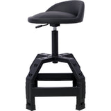 Pneumatic 360 Degree Swivel Stool Mechanics Rolling Creeper Seat Heavy Duty Black 300 lbs Capacity - Fab Heavy Parts