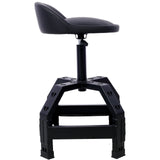 Pneumatic 360 Degree Swivel Stool Mechanics Rolling Creeper Seat Heavy Duty Black 300 lbs Capacity - Fab Heavy Parts