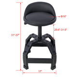 Pneumatic 360 Degree Swivel Stool Mechanics Rolling Creeper Seat Heavy Duty Black 300 lbs Capacity - Fab Heavy Parts