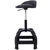 Pneumatic 360 Degree Swivel Stool Mechanics Rolling Creeper Seat Heavy Duty Black 300 lbs Capacity - Fab Heavy Parts