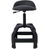 Pneumatic 360 Degree Swivel Stool Mechanics Rolling Creeper Seat Heavy Duty Black 300 lbs Capacity - Fab Heavy Parts
