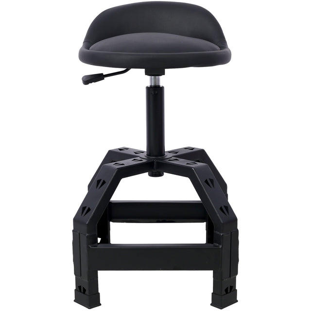 Pneumatic 360 Degree Swivel Stool Mechanics Rolling Creeper Seat Heavy Duty Black 300 lbs Capacity - Fab Heavy Parts