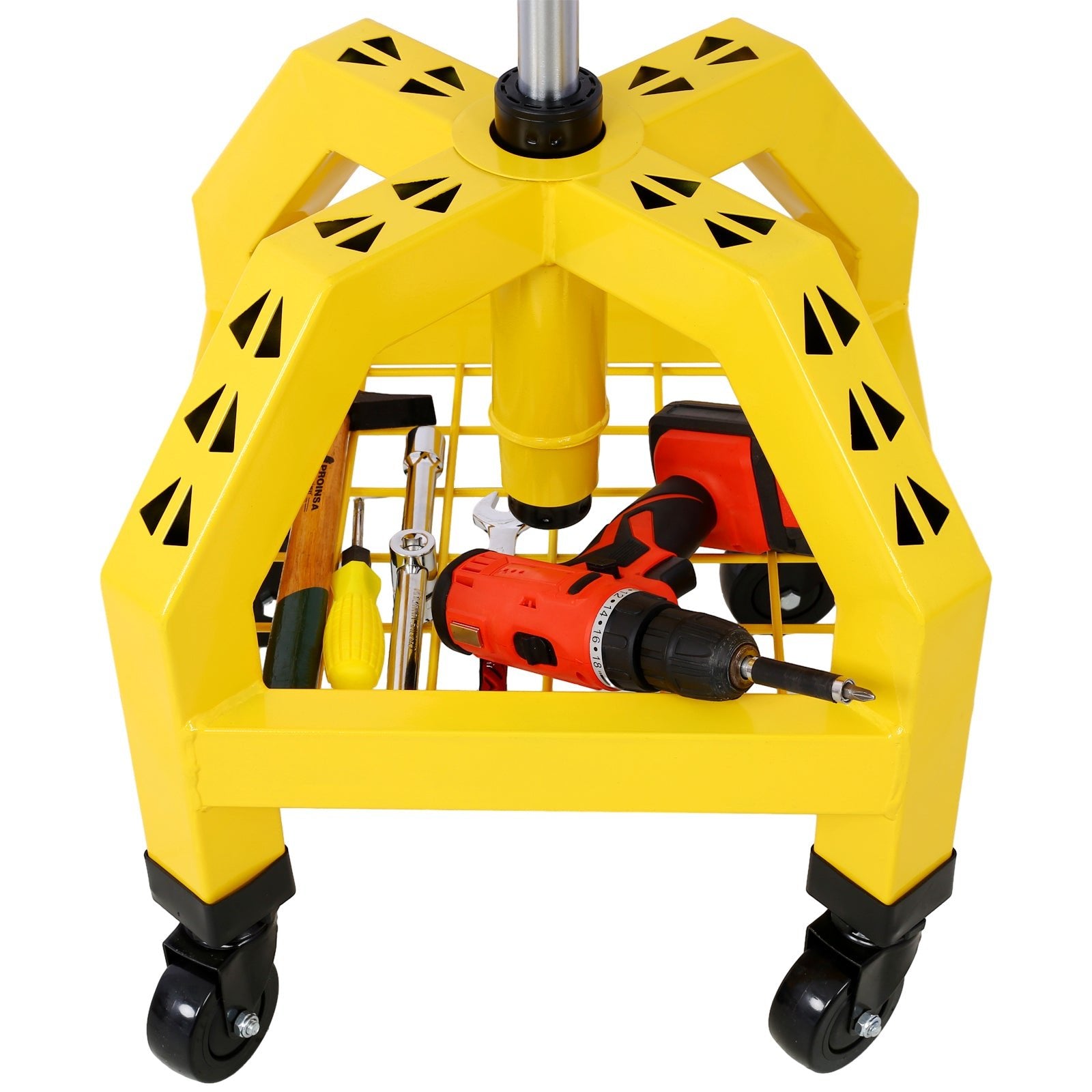 Pneumatic 360 Degree Swivel Stool Mechanics Rolling Creeper Seat Heavy Duty Shop with Casters Yellow 300 lbs Capacity - Fab Heavy Parts