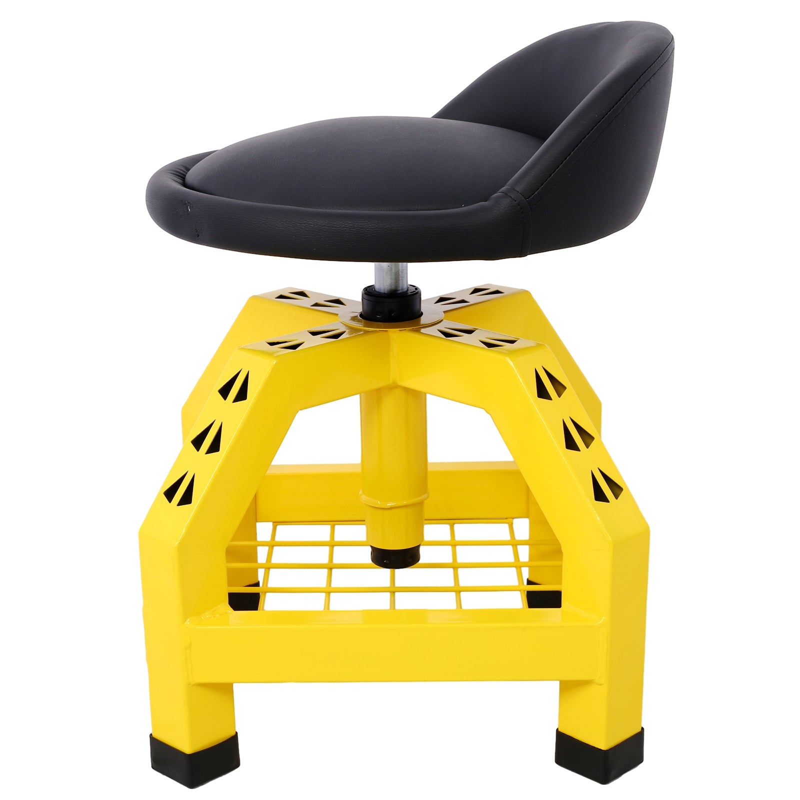 Pneumatic 360 Degree Swivel Stool Mechanics Rolling Creeper Seat Heavy Duty Shop with Casters Yellow 300 lbs Capacity - Fab Heavy Parts