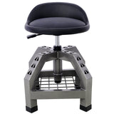 Pneumatic 360 Degree Swivel Stool Mechanics Rolling Creeper Seat Heavy Duty with Casters 300 Lbs Capacity - Gray - Fab Heavy Parts