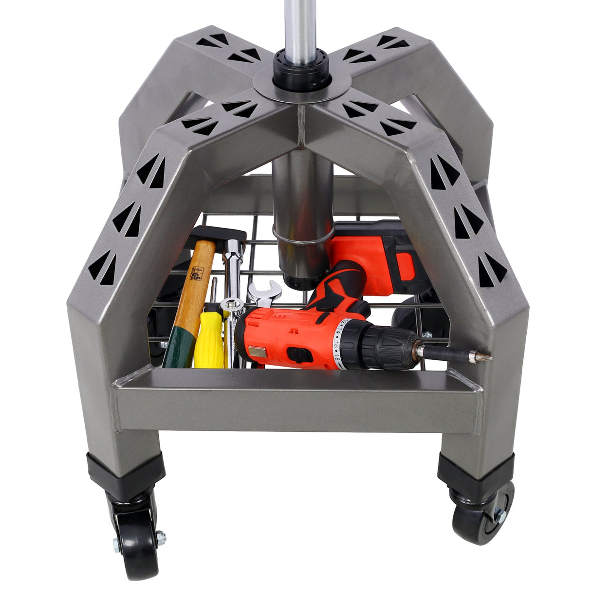 Pneumatic 360 Degree Swivel Stool Mechanics Rolling Creeper Seat Heavy Duty with Casters 300 Lbs Capacity - Gray - Fab Heavy Parts