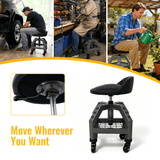 Pneumatic 360 Degree Swivel Stool Mechanics Rolling Creeper Seat Heavy Duty with Casters 300 Lbs Capacity - Gray - Fab Heavy Parts