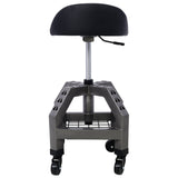 Pneumatic 360 Degree Swivel Stool Mechanics Rolling Creeper Seat Heavy Duty with Casters 300 Lbs Capacity - Gray - Fab Heavy Parts