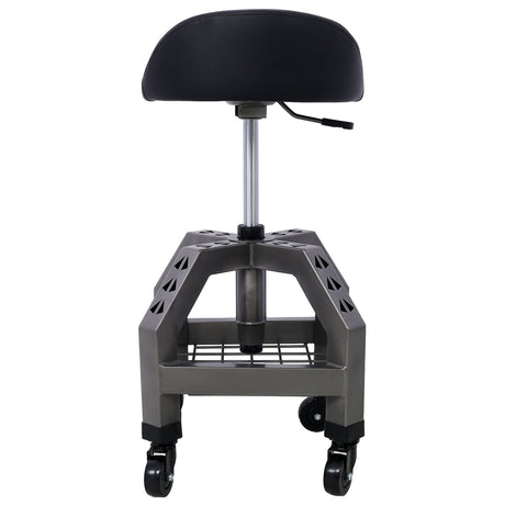 Pneumatic 360 Degree Swivel Stool Mechanics Rolling Creeper Seat Heavy Duty with Casters 300 Lbs Capacity - Gray - Fab Heavy Parts