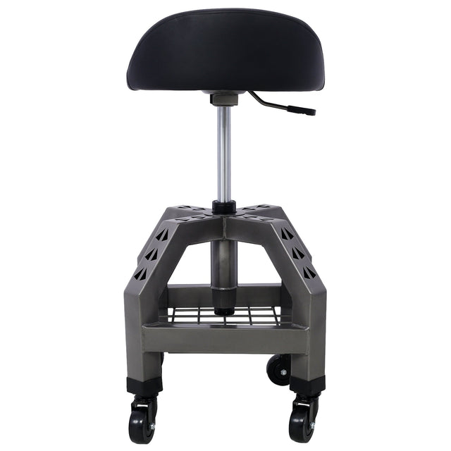 Pneumatic 360 Degree Swivel Stool Mechanics Rolling Creeper Seat Heavy Duty with Casters 300 Lbs Capacity - Gray - Fab Heavy Parts