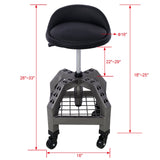 Pneumatic 360 Degree Swivel Stool Mechanics Rolling Creeper Seat Heavy Duty with Casters 300 Lbs Capacity - Gray - Fab Heavy Parts