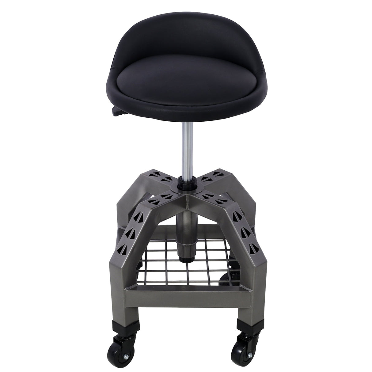 Pneumatic 360 Degree Swivel Stool Mechanics Rolling Creeper Seat Heavy Duty with Casters 300 Lbs Capacity - Gray - Fab Heavy Parts