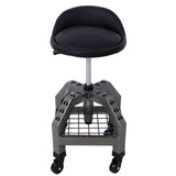 Pneumatic 360 Degree Swivel Stool Mechanics Rolling Creeper Seat Heavy Duty with Casters 300 Lbs Capacity - Gray - Fab Heavy Parts