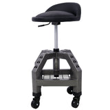 Pneumatic 360 Degree Swivel Stool Mechanics Rolling Creeper Seat Heavy Duty with Casters 300 Lbs Capacity - Gray - Fab Heavy Parts