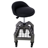 Pneumatic 360 Degree Swivel Stool Mechanics Rolling Creeper Seat Heavy Duty with Casters 300 Lbs Capacity - Gray - Fab Heavy Parts