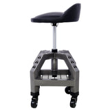 Pneumatic 360 Degree Swivel Stool Mechanics Rolling Creeper Seat Heavy Duty with Casters 300 Lbs Capacity - Gray - Fab Heavy Parts
