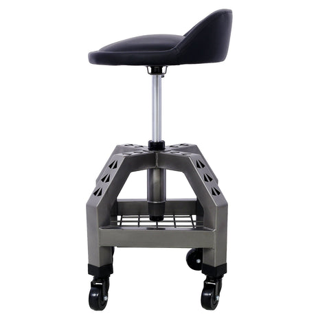 Pneumatic 360 Degree Swivel Stool Mechanics Rolling Creeper Seat Heavy Duty with Casters 300 Lbs Capacity - Gray - Fab Heavy Parts