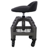 Pneumatic 360 Degree Swivel Stool Mechanics Rolling Creeper Seat Heavy Duty with Casters 300 Lbs Capacity - Gray - Fab Heavy Parts