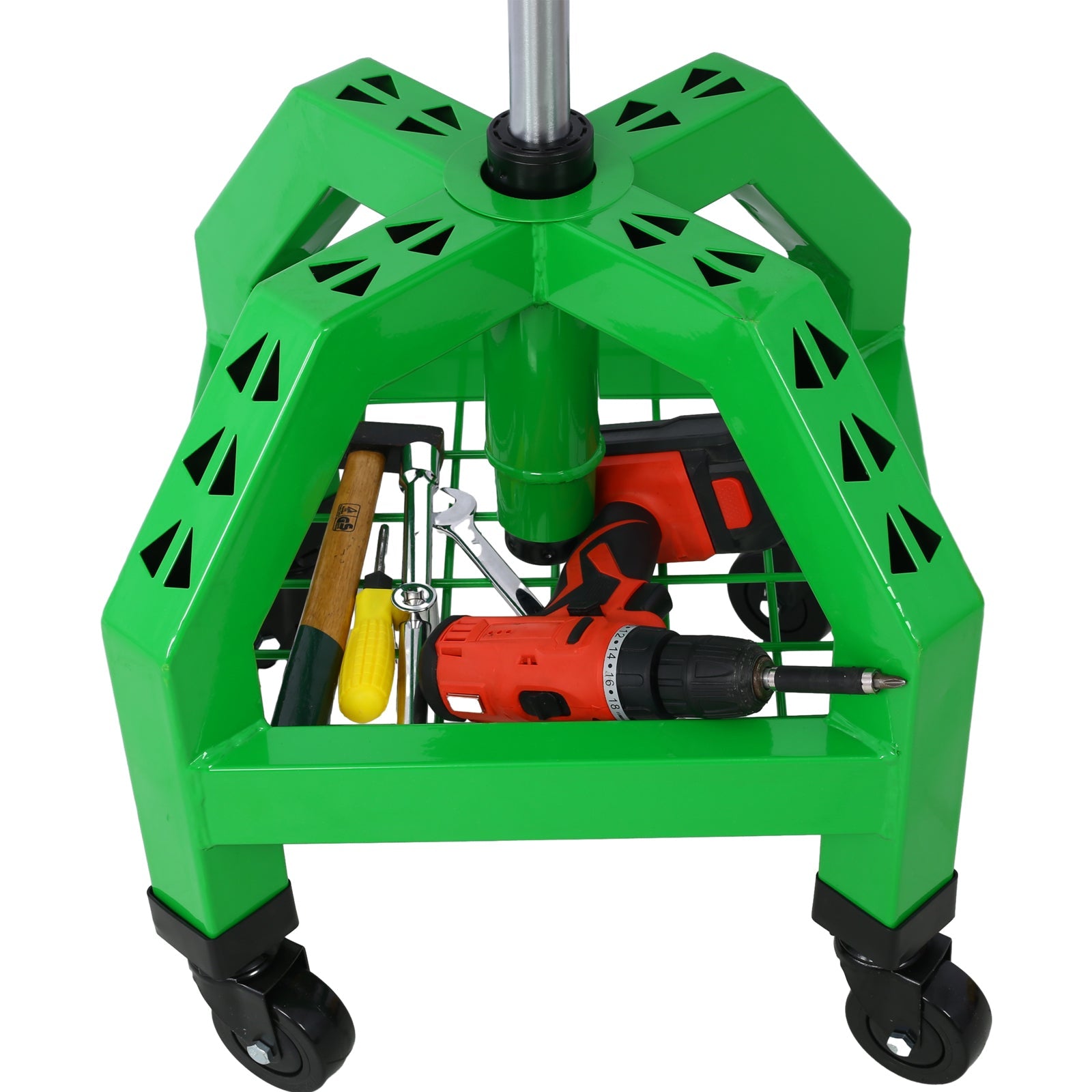 Pneumatic 360 Degree Swivel Stool Rolling Creeper Seat Heavy Duty with Casters 300 lbs Capacity - Green - Fab Heavy Parts