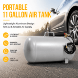 Portable 11 Gallon Aluminum Air Tank Lightweight Durable Air Compressor Tank with Pressure Gauge Safety Valve and 47 Inch Hose - Fab Heavy Parts