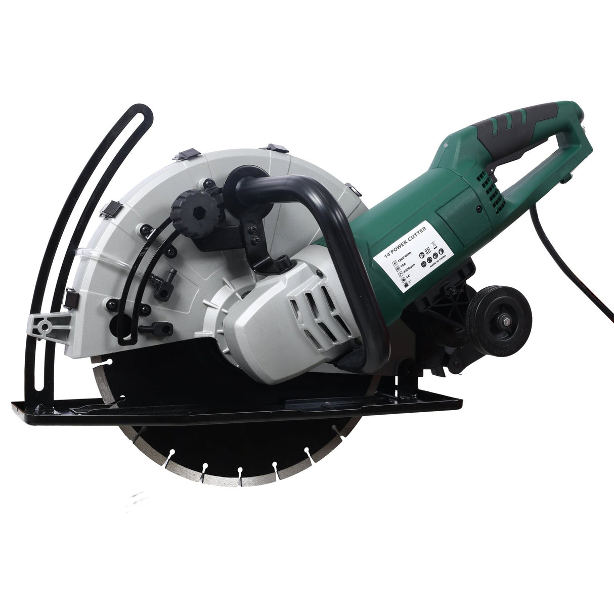 Portable 14" Wet/Dry Electric Corded Circular Concrete Saw/Power Angle Cutter 2600W w/Water Line & Guide Roller With Blade ETL Certificate - Fab Heavy Parts